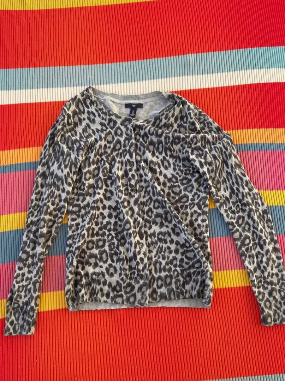 Black and Grey Leopard Animal Print Cardigan